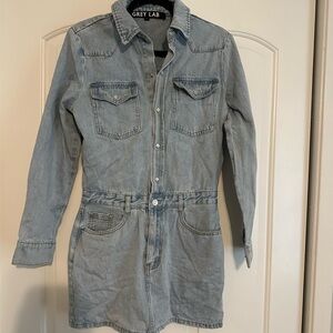 GREY LAB Women's Light Blue Denim Long Jacket